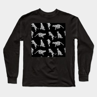 Black and White Leopard Silhouettes Long Sleeve T-Shirt
